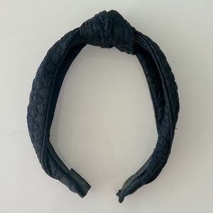 Anthropologie Black textured top knot headband